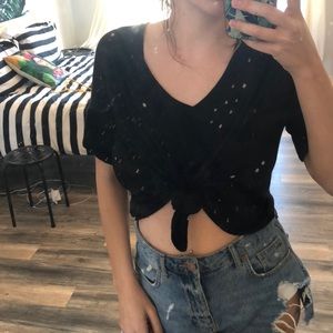 Distressed black t shirt